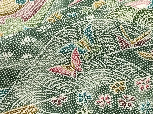 平和屋着物○上質な小紋 堅牢染 吉祥三舞 金彩 反端付き