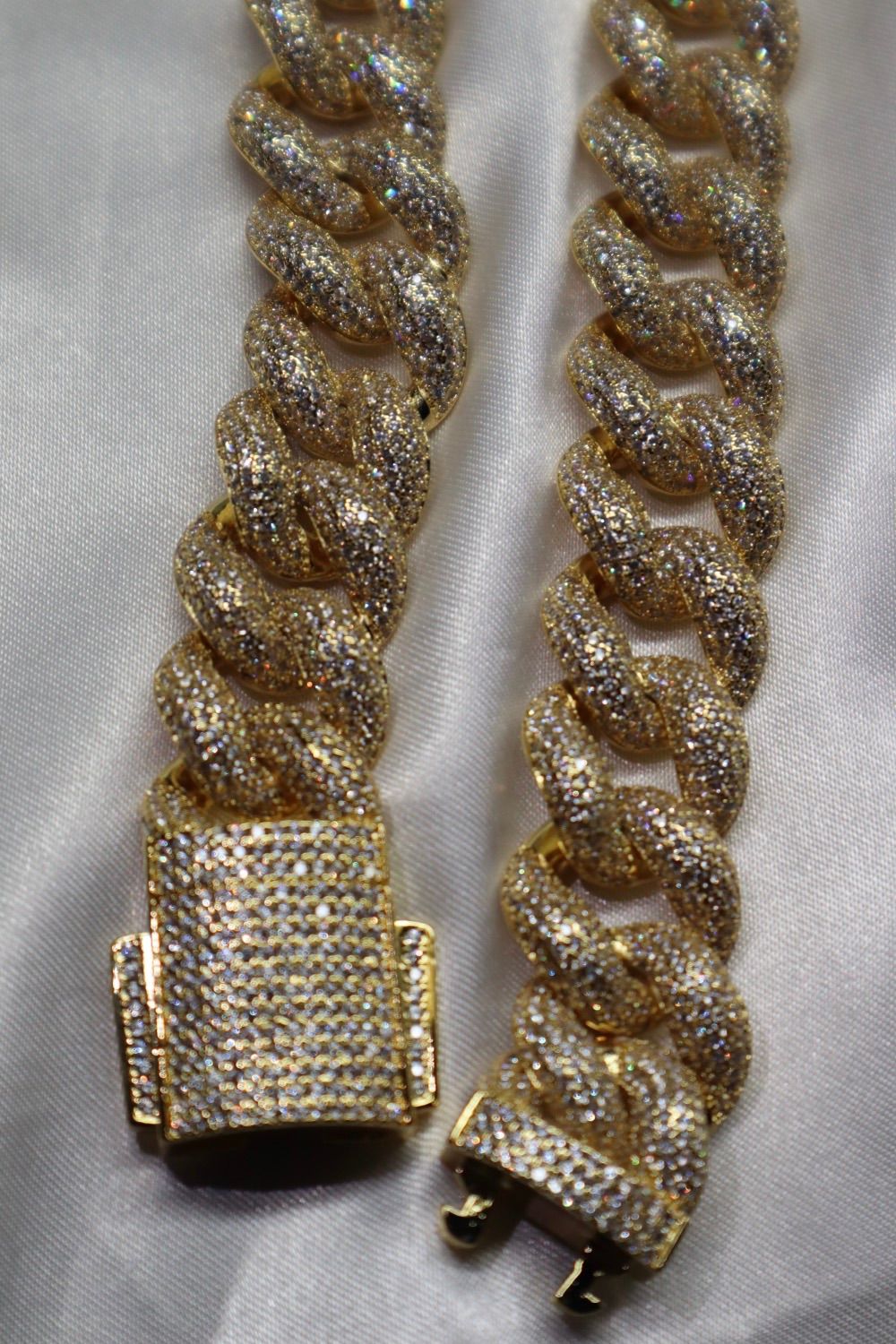 モリモリ】 幅18ミリ18インチゴールドパヴェ留めLEX 喜平ネックレス  