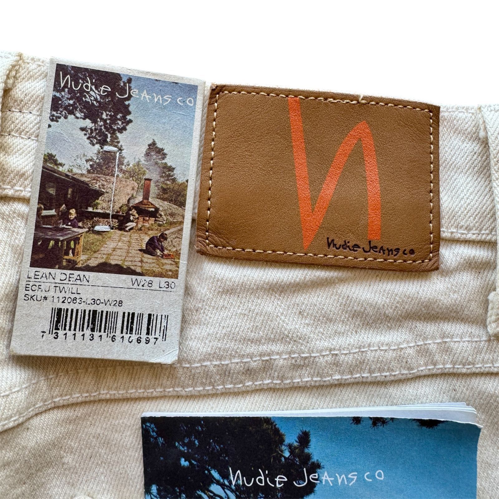 Nudie Jeans ヌーディジーンズ 美脚 LEAN DEAN リーンディーン ECRU TWILL 美脚 スリムテーパード クリーム オフホワイト デニム ジーパン ジーンズ DECORATOM_COM_BR