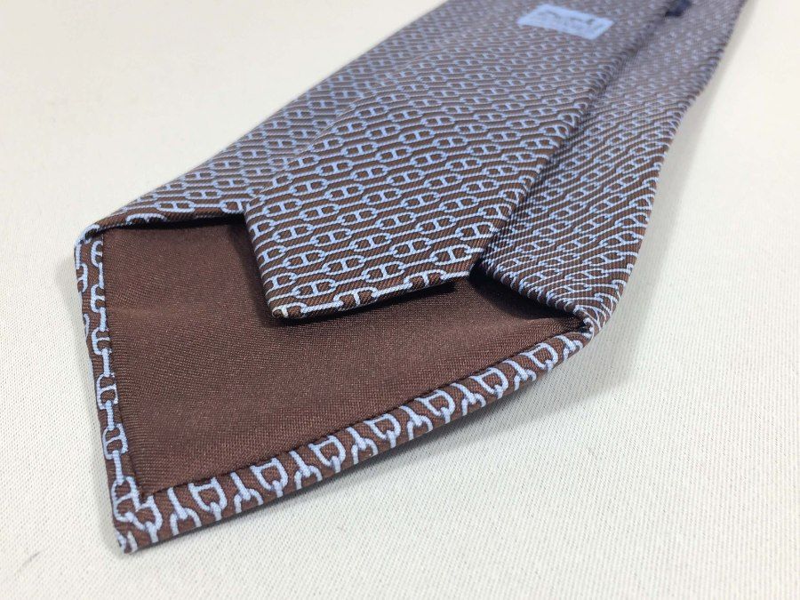 エルメス ネクタイ ブルー系 チェーン柄 【極美品 使用わずか】 返品