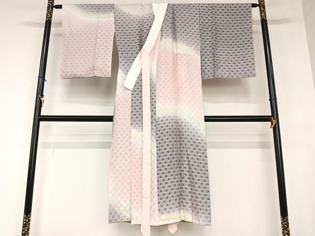 平和屋着物●長襦袢 無双仕立て 市松文 暈し染め 正絹 AABB0085zg