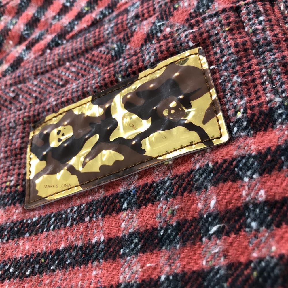 超 マークアンドロナ スカート レッド系×黒 チェック 起毛素材 ストレッチ レディース S ゴルフウェア MARK＆LONA LLC-HASEGAWATOSO_COM