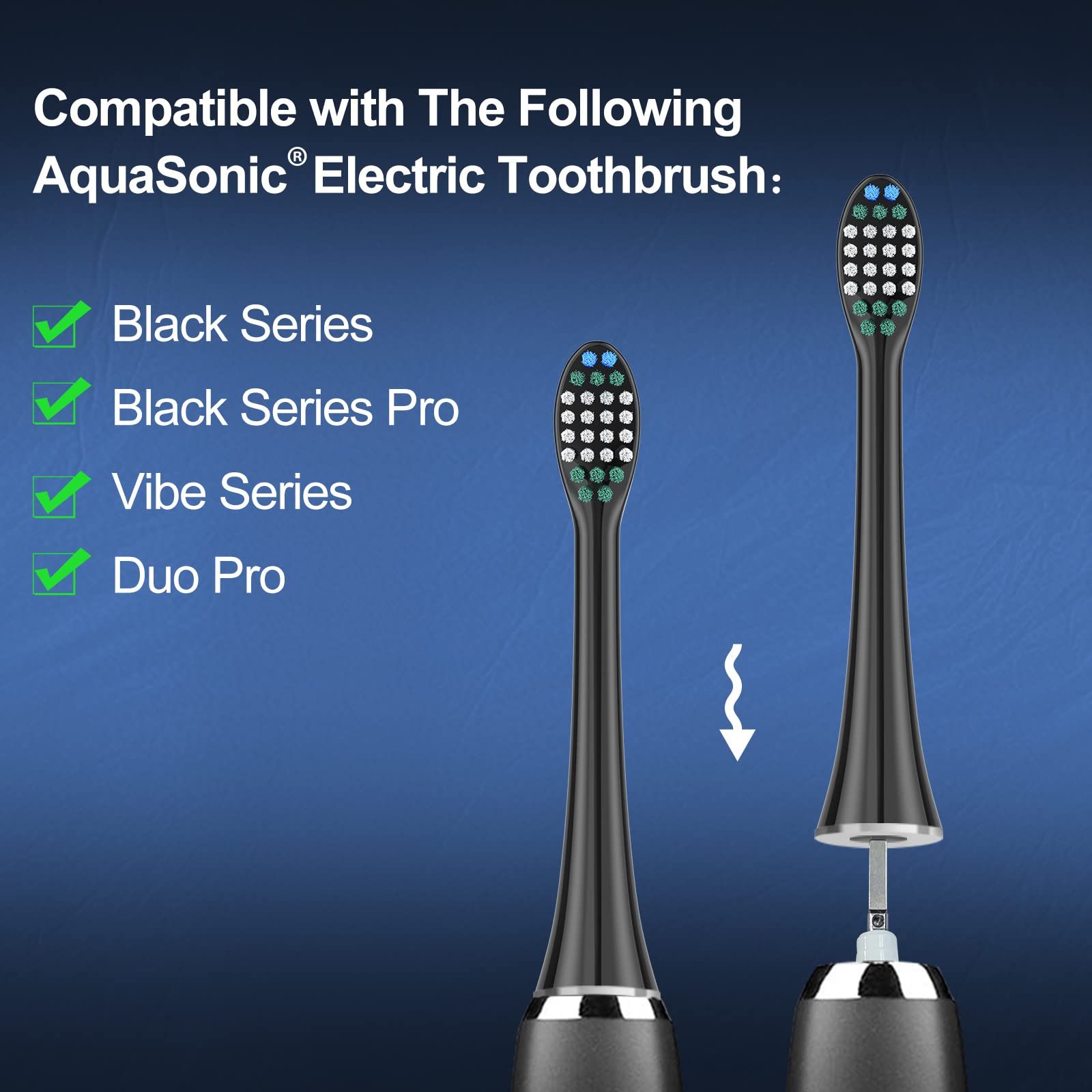 Harobey 交換用歯ブラシヘッド AquaSonic Blackシリーズ Vibeシリーズ Black Series Pro Duo Series Pro用 電動歯ブラシブラック 5個パック 