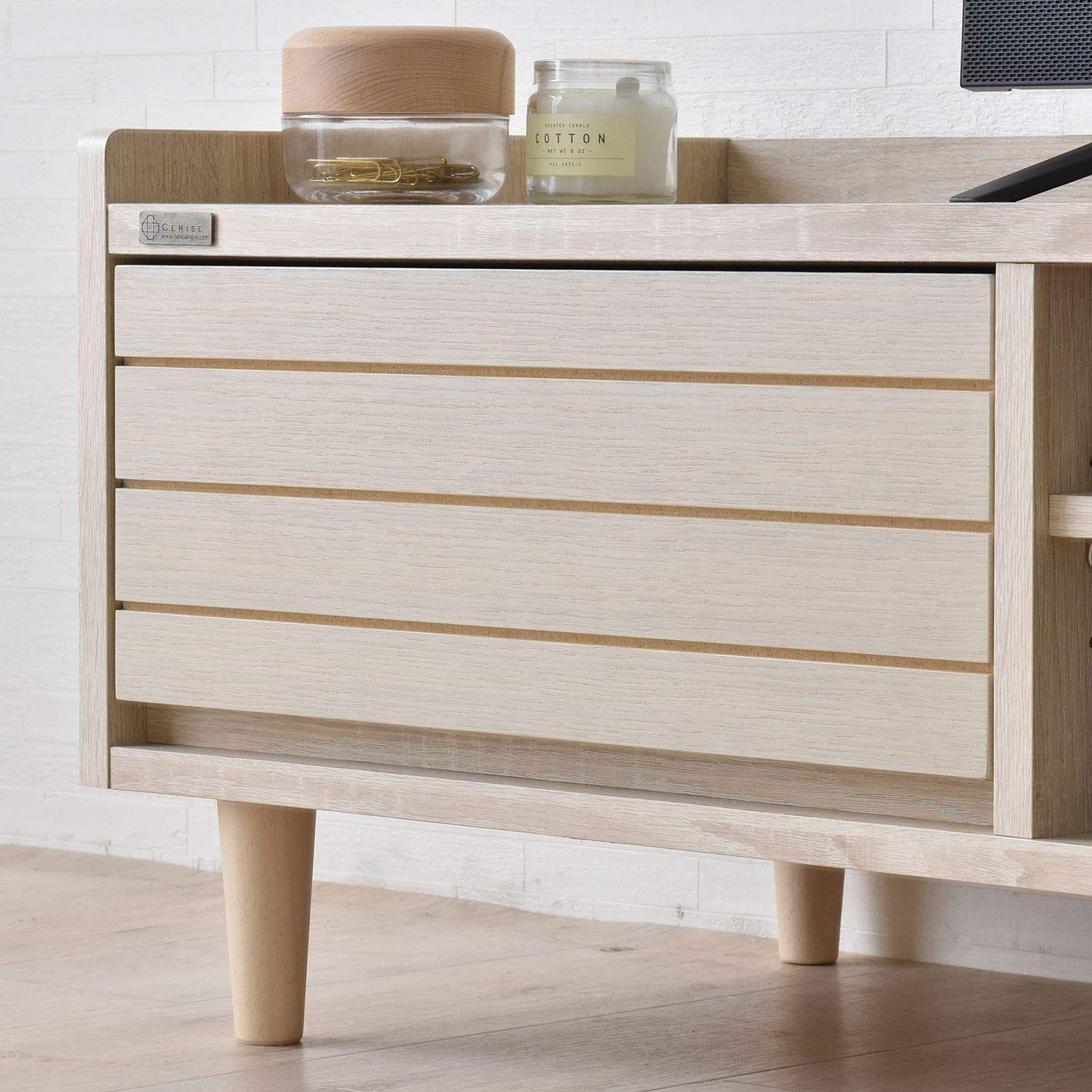 コード穴 可動棚 美しい木目 50型対応 オークホワイト 高さ37.5cm TW37-150L 奥行40cm 幅150cm ローボード IV テレビ台 TWICE 佐藤産業 WWW_MEBLE-SODAR_PL