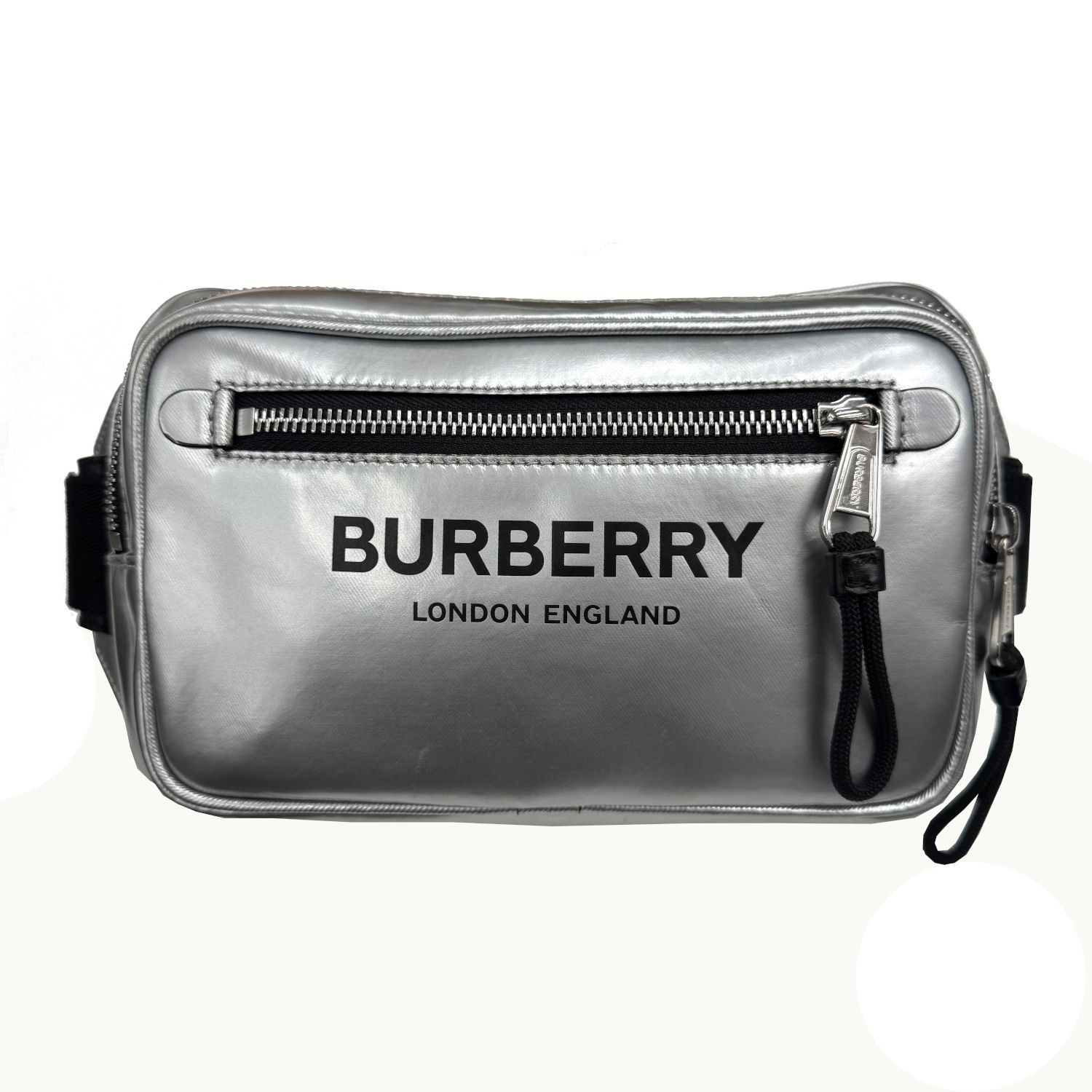 BURBERRY バーバリー ボディバッグ ロゴ ウエストバッグ ショルダーバッグ カバン メタリック シルバー ボディバッグ レザー メンズ レディース ユニセックス ブランドギャラリー心斎橋店