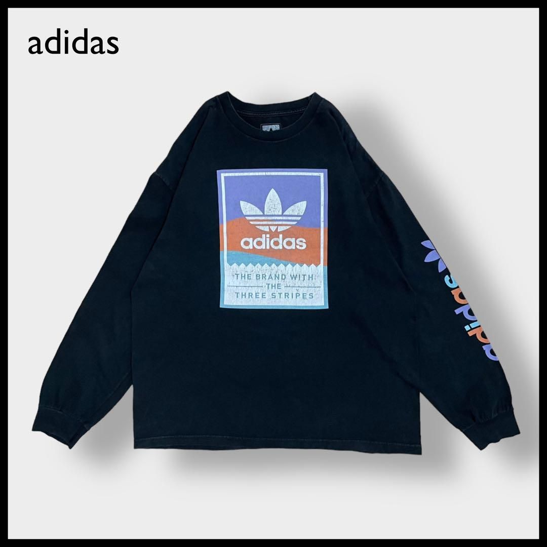 【B292】 adidas デカロゴ プリント NHL ロンT ブラック