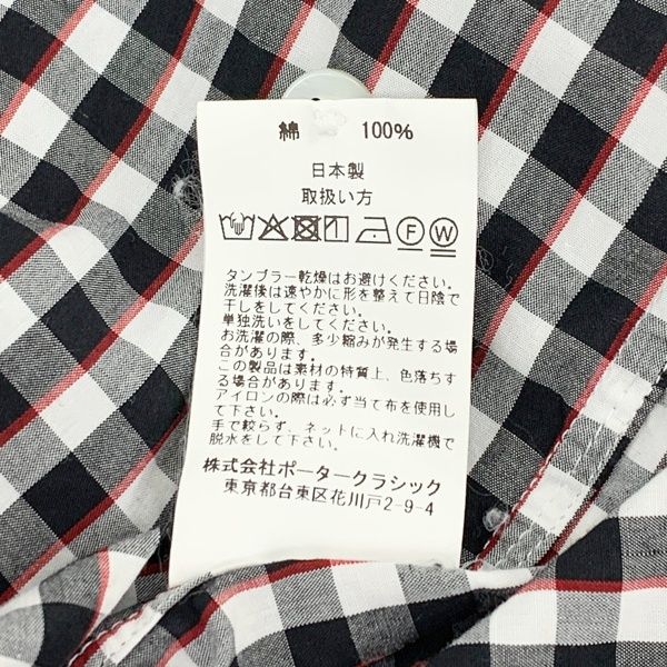 Porter Classic ROLL UP GINGHAM CHECK SHIRT ロールアップ ギンガムチェック シャツ ブラウス ポータークラシック トップス DM12543■