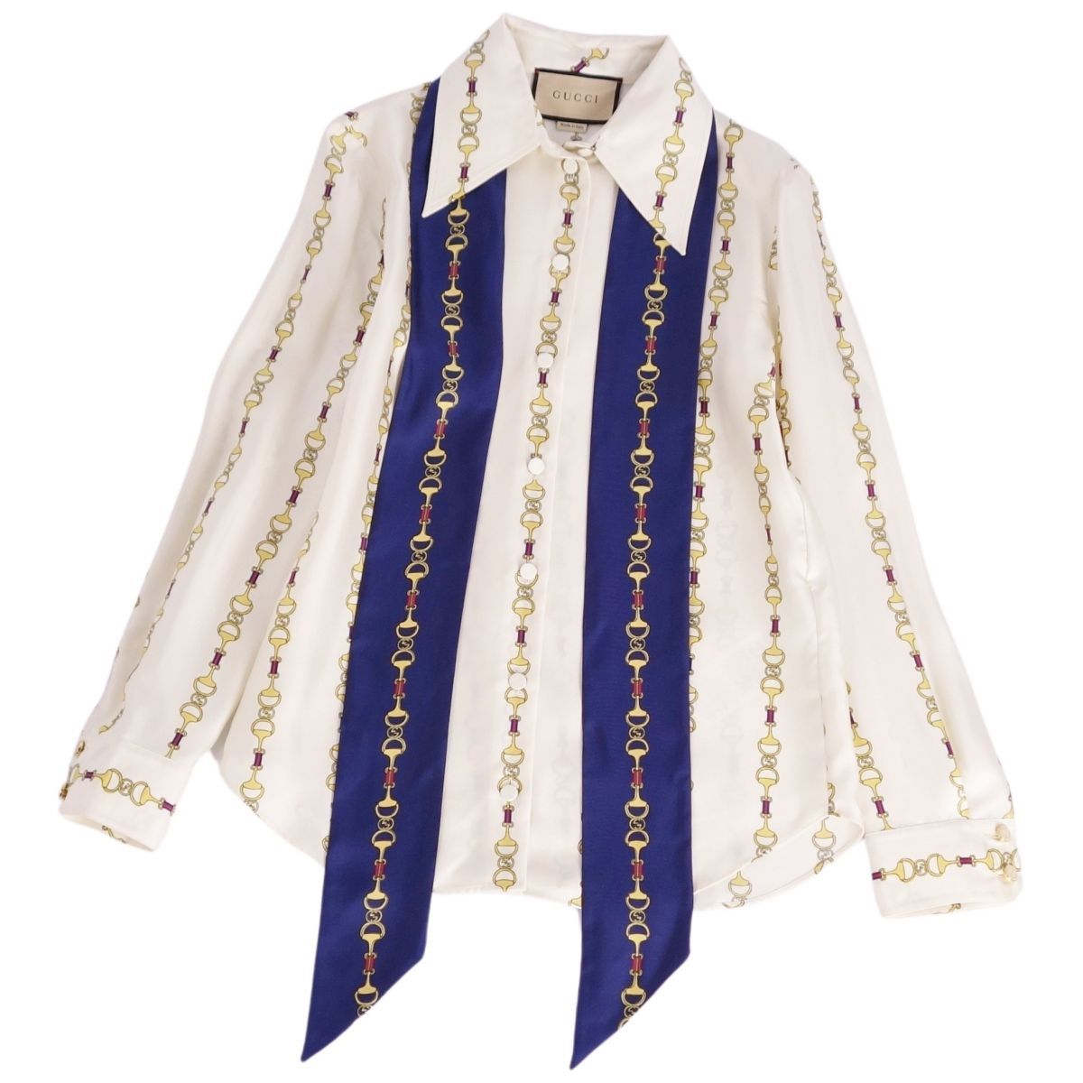 極美品 グッチ GUCCI シャツ ブラウス タイ付き ロングスリーブ