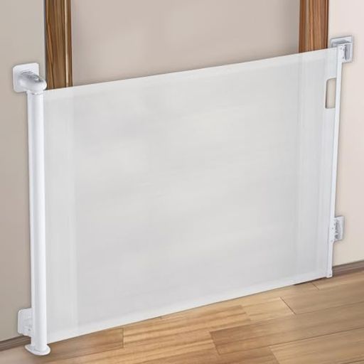 Seegarベビーゲートロール穴あけ不要階段上ペットゲート幅210cm高さ86cm猫赤ちゃんベビーフェンス巻き取り式穴開けない室内玄関台所日本語の説明書付き 白い色最大幅210cm