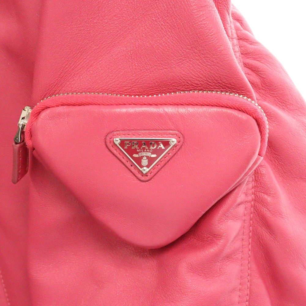 PRADA (プラダ) オーバーサイズ ナッパレザーボンバージャケット