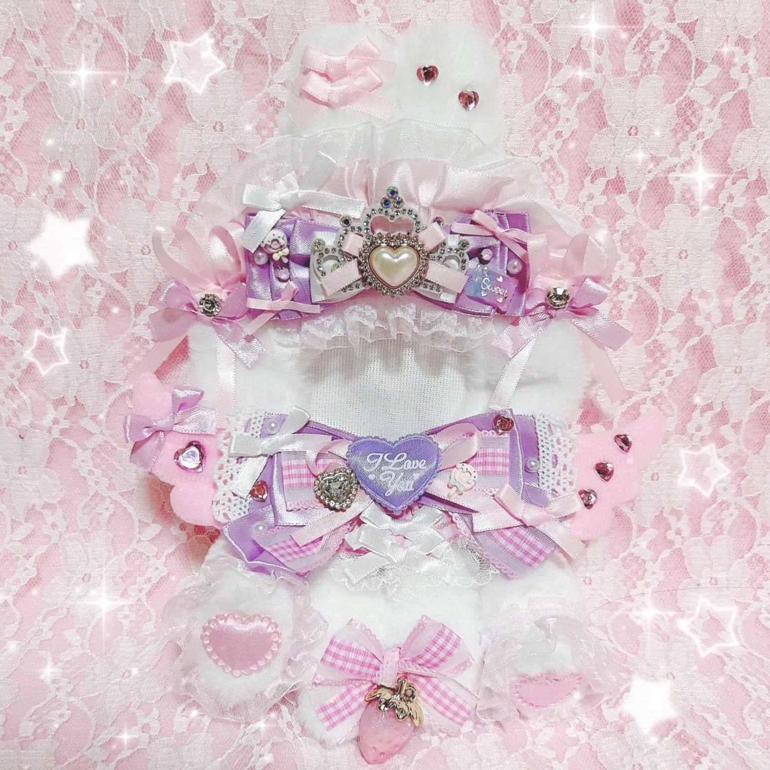 ぬい服 おすわりぬい服 うさぎ ピンク フリル 15cm 着ぐるみ 15cm