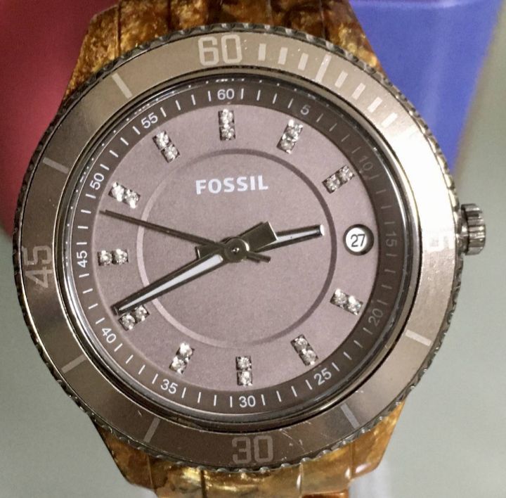 ☆稼動品☆FOSSIL☆クォーツ☆べっ甲柄☆レディース腕時計☆駒付属