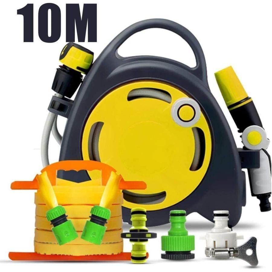 ホースリール 水道ホース 壁掛け式 ホースパイプリール 10m 自動巻き戻し 散水ホース 庭用軽量ホースリール 壁ガーデンホースリール