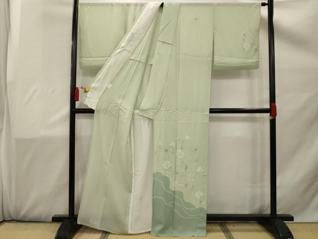 平和屋着物＊夏物 訪問着 絽 枝花文 銀彩 正絹 逸品 AABB0483st