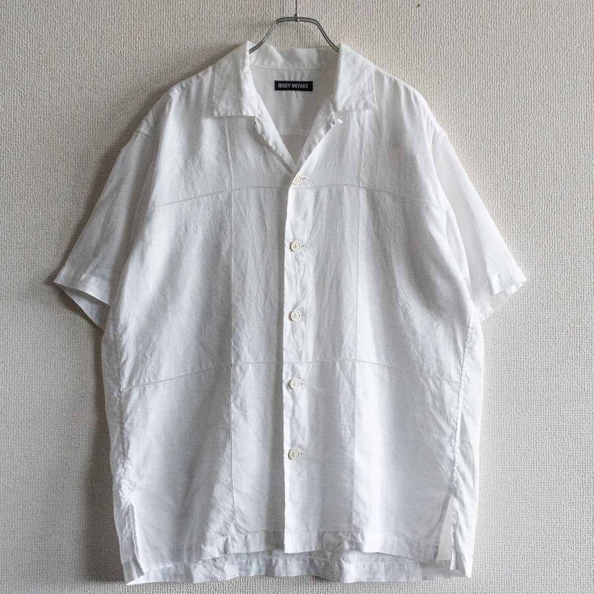 ISSEY MIYAKE リネン オープン シャツ 2 ホワイト イッセイミヤケ 25050672