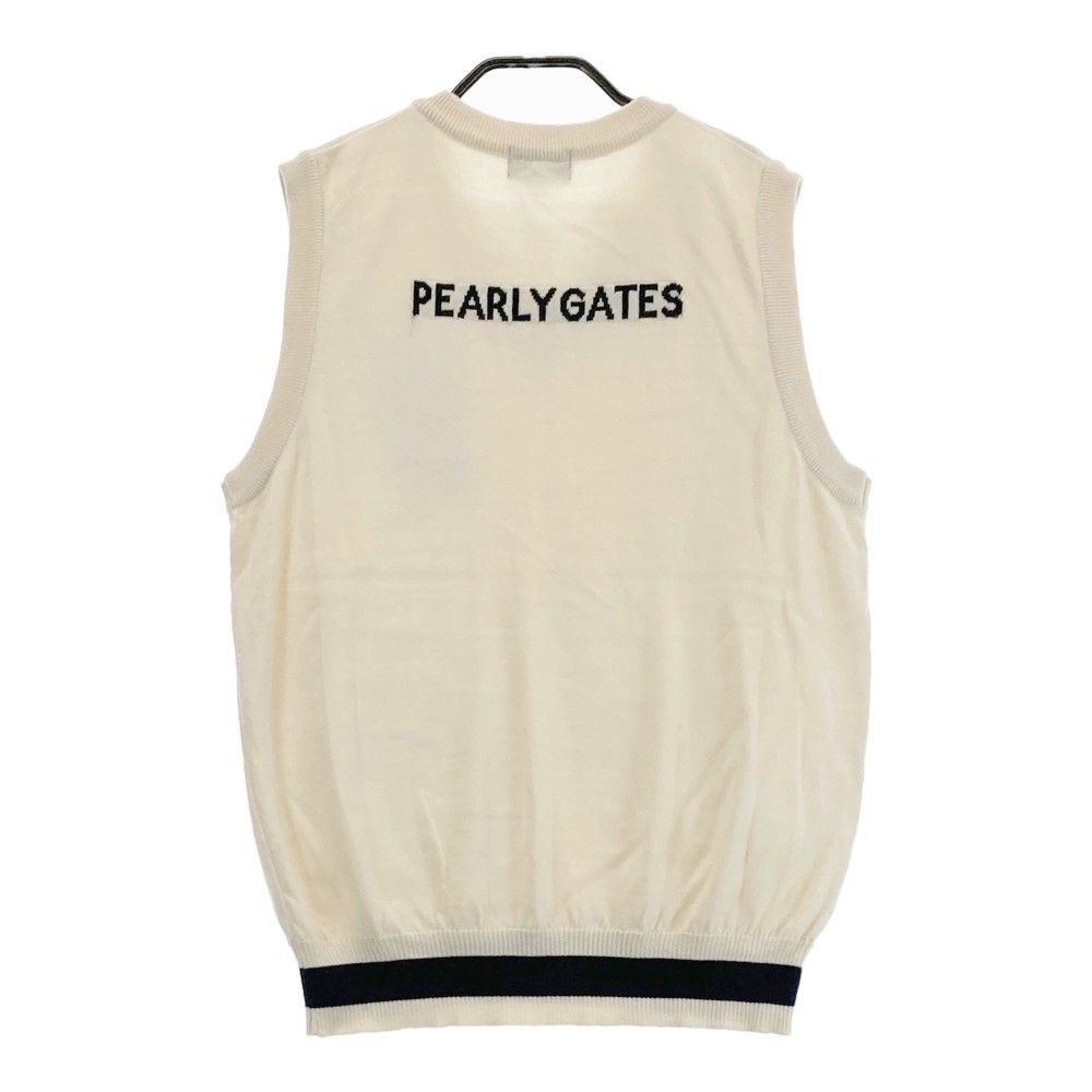 PEARLY GATES ホワイト Vネックベスト パーリーゲイツ PG バックロゴVネックニットベスト レディース