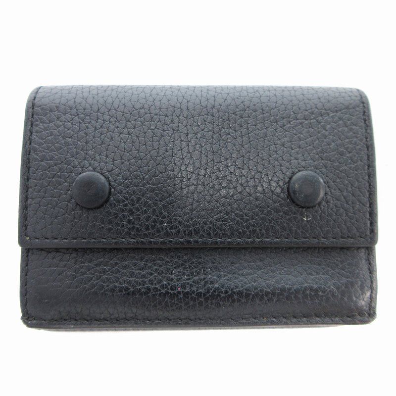 CELINE ブラック レザー フォールデッドコンパクトウォレット CELINE セリーヌ （CELINE） フォールデッド コンパクト