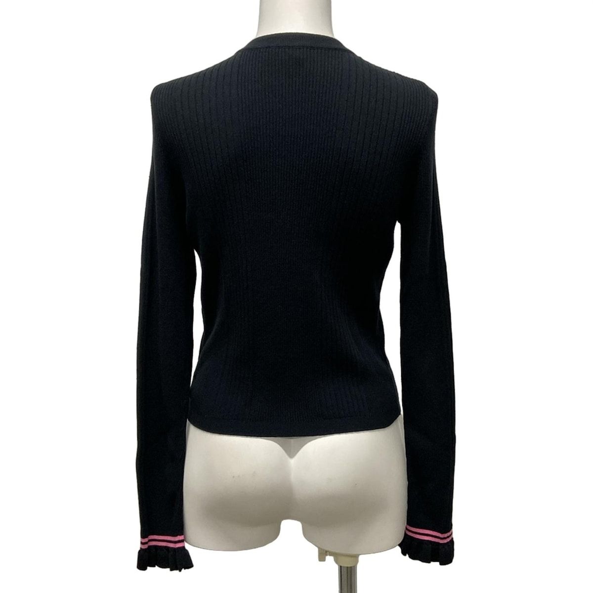 CHANEL シャネル カーディガン サイズ38 M レディース - P78700 黒×ピンク×白 長袖|刺繍|魚 コットン