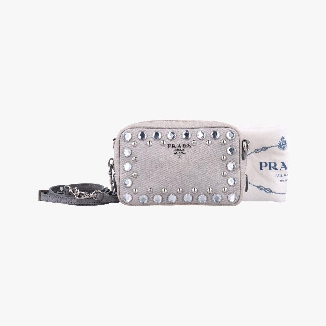 PRADA プラダ ミニポーチ グレー 新作！PRADA 直営店買付 ナイロン ミニポーチ 1TT119_2DMV