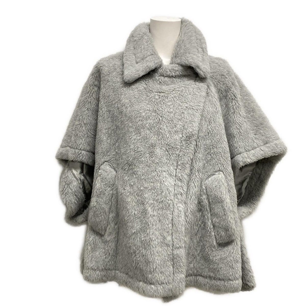 Max Mara マックスマーラ ポンチョ サイズUNICA レディース テディベア ケープ TEBE2 24247362026 ライトグレー 秋 冬 ショート丈