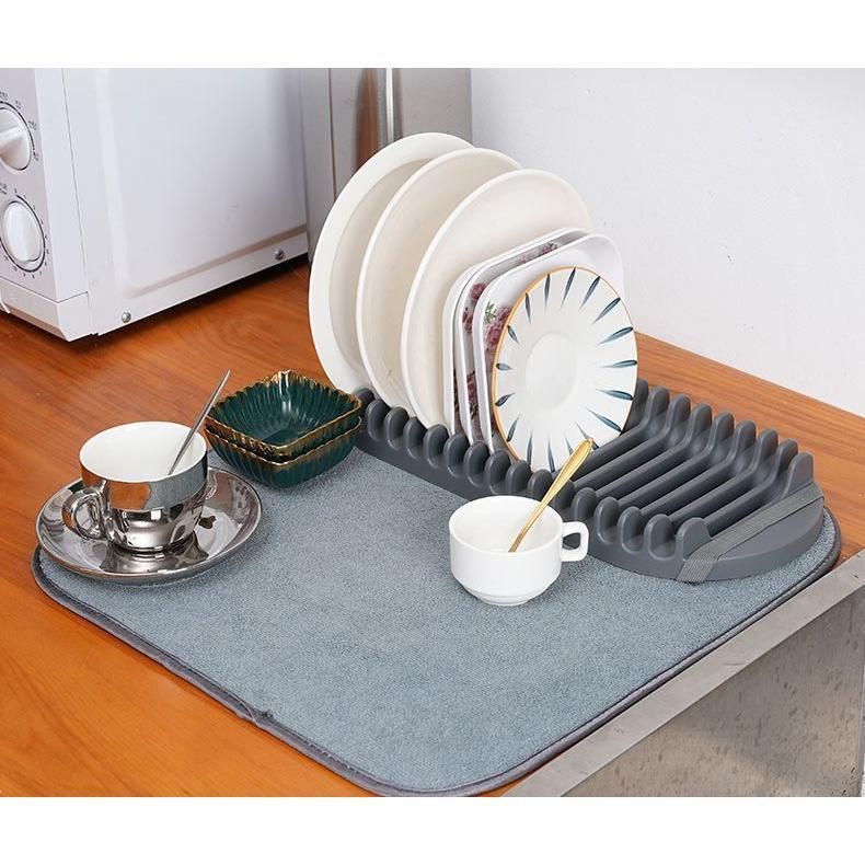 水切りマット 水切りラック 吸水マット 食器乾燥 デッシュラック 食器置き 台所 キッチン用品 洗える 取り外し可 吸水性 メッシュ シンプル