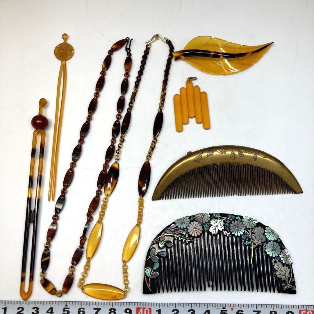 本鼈甲 白鼈甲 ネックレス 櫛等 タトチ 51g 東な6-0430ア⑪