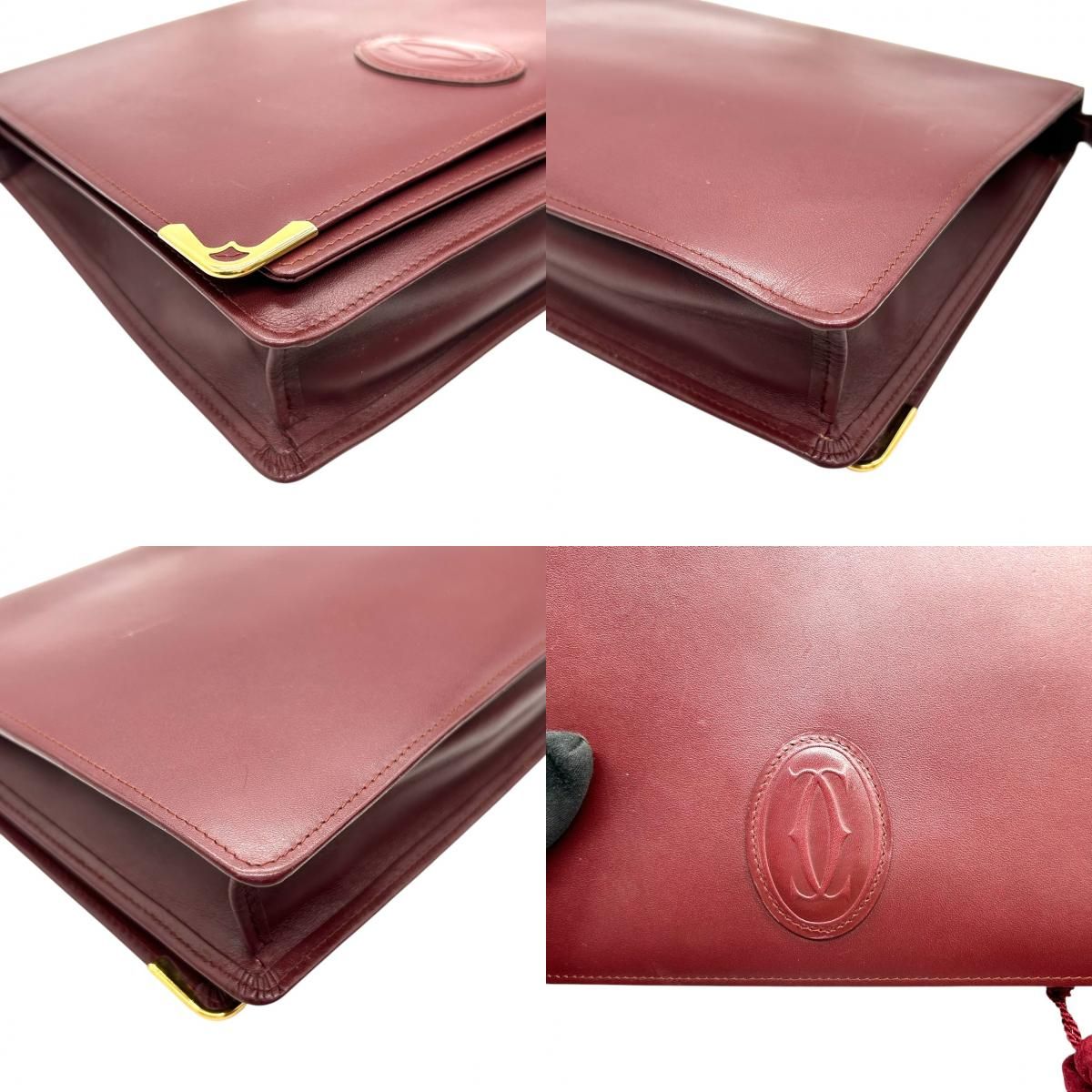 美品 Cartier カルティエ クラッチバッグ セカンドバッグボルドー Cartier 【30％クーポン】カルティエ クラッチバッグ セカンド