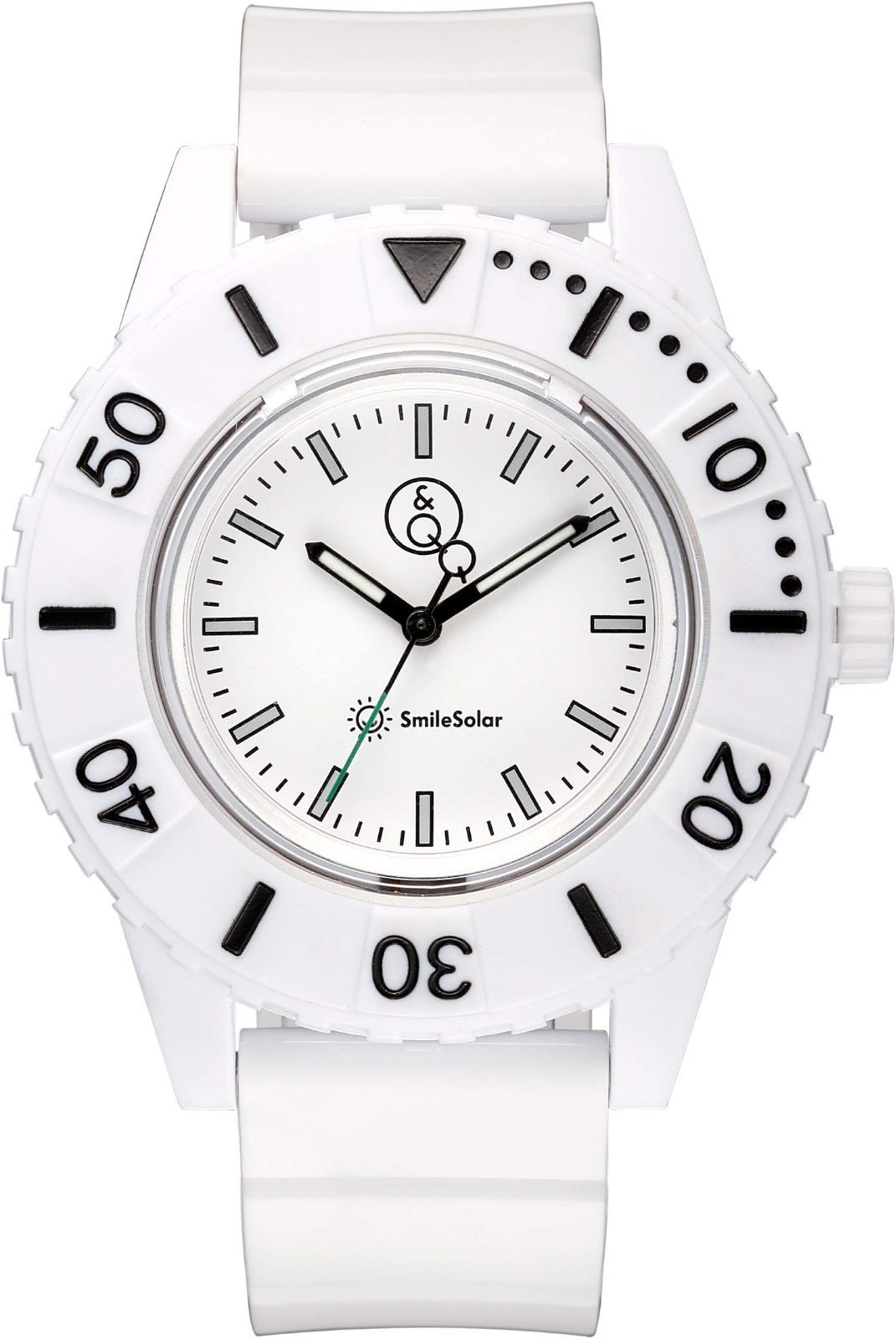 ダイバーズ スマイルソーラー 防水 アナログ ウレタンベルト 腕時計 RP30-001 Q-Q メンズ シチズン ホワイト