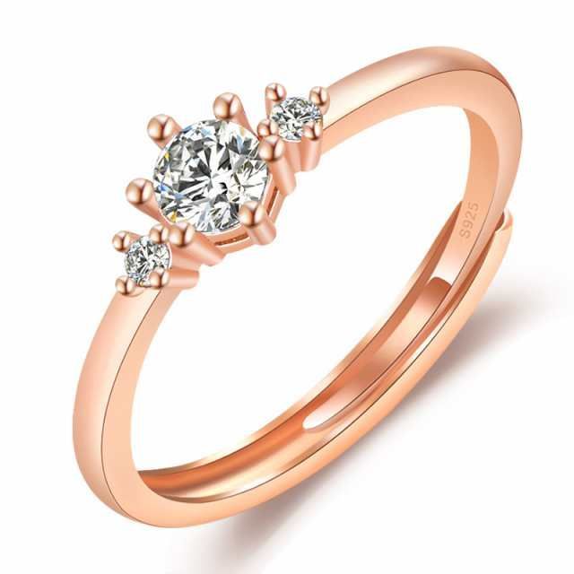 ピンクゴールド 3粒指輪 レディースリング 指輪 スライド調整 アレルギー対応 ジュエリー 指輪レディース 結婚指輪 婚約指輪 プレゼント