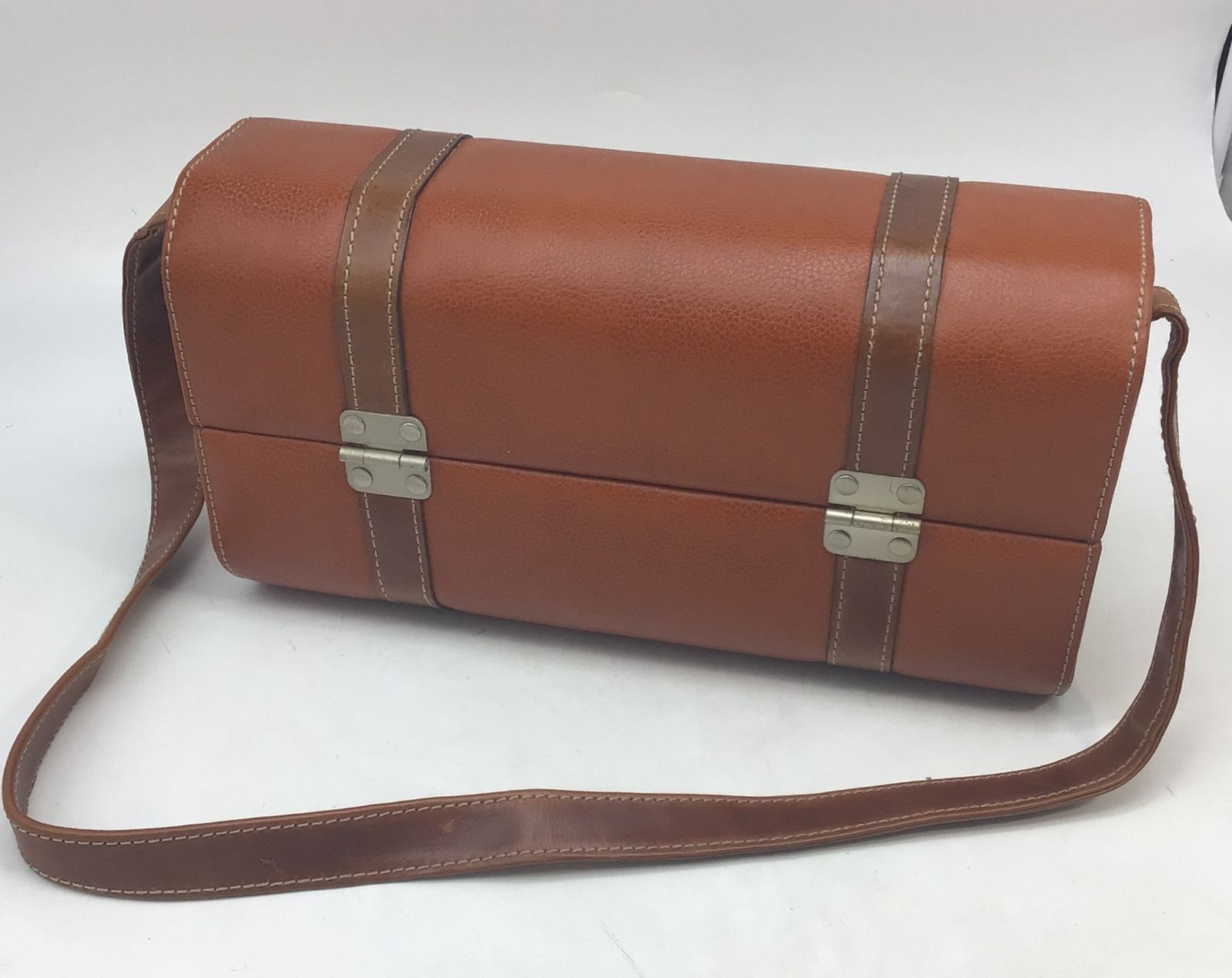 9262 オイルレザー ワインケースバッグ グラス付 ショルダータイプ チェック内装