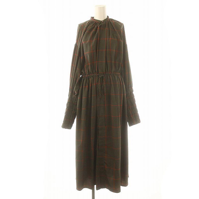 ハイク HYKE PLAID GATHERED BALLOON SLEEVE SHIRT DRESS ドレス