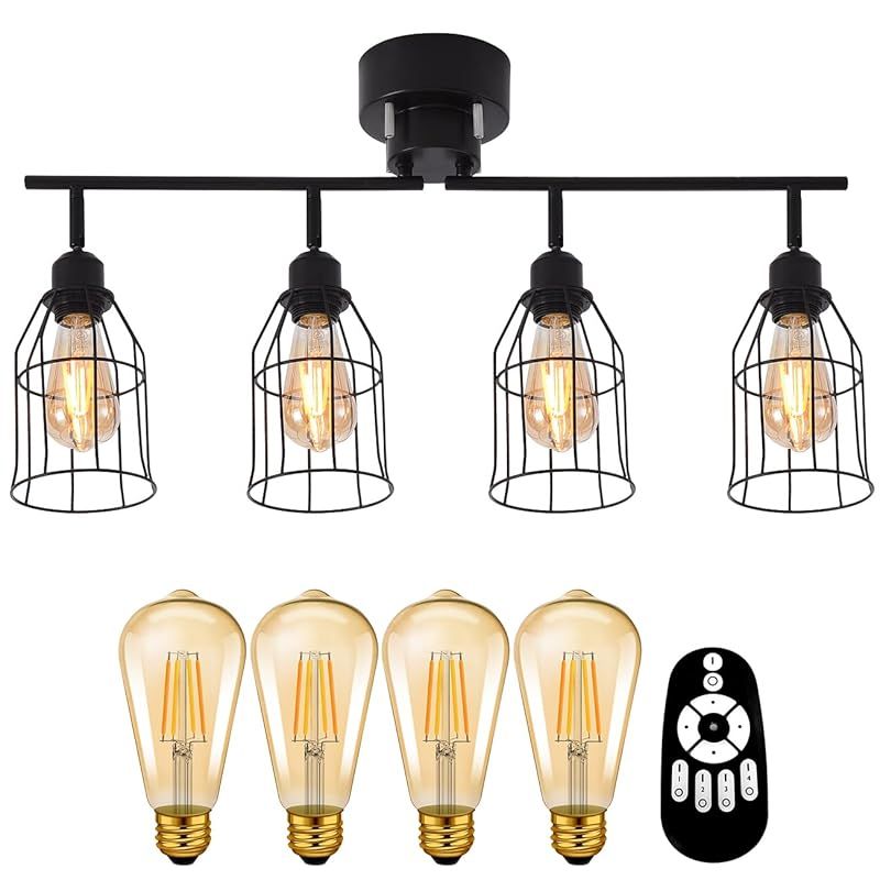 PNRLUX シーリングライト 8畳 スポットライト 4灯 E26口金 消費電力6W 60W形相当 600LM LED電球60w形付き 調光 調色 リビング照明 おしゃれ リモコン付き 省エネ 照明器具 カフェ風 北欧風 折りたたみ式 遠隔操作 照明 間接 0