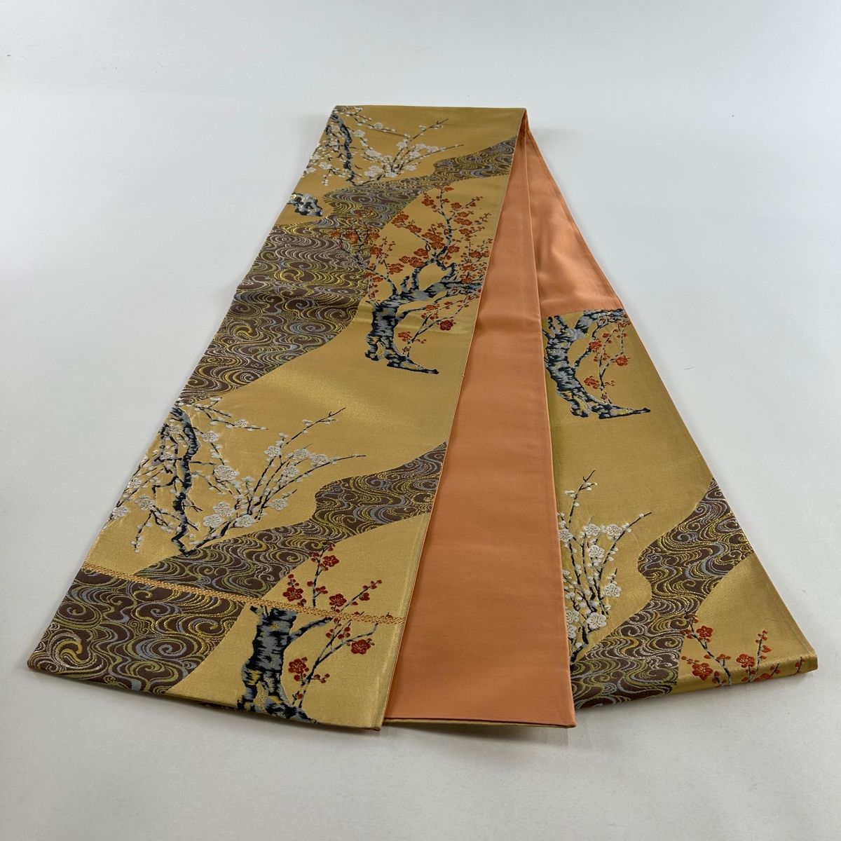 袋帯 秀品 梅 流水 箔 金糸 薄茶色 六通 正絹 【中古】 - メルカリ