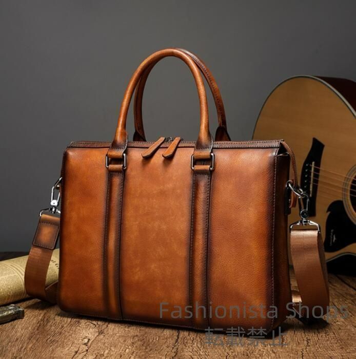 ♥ 職人手作り手染めヌメ革本革メンズバッグサイズ対応ビジネスバッグハンドメイド14ノートパソコン入れる 通勤tl
