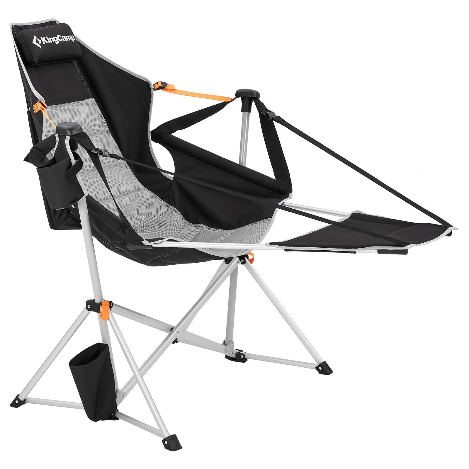 自立式 チェア 折り畳み椅子 角度調整 アウトドア フットレスト付き 耐荷重205kg ロッキングチェア ゆらゆらハンモックチェア リクライニングチェア ガーデン KingCamp ビーチ 室内|室外