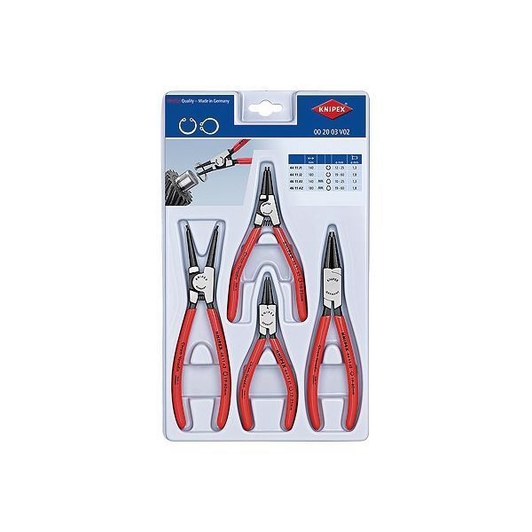 KNIPEX クニペックス スナップリングプライヤーセット 4本組 プラスチックコーティング 全長140mm 002003V02
