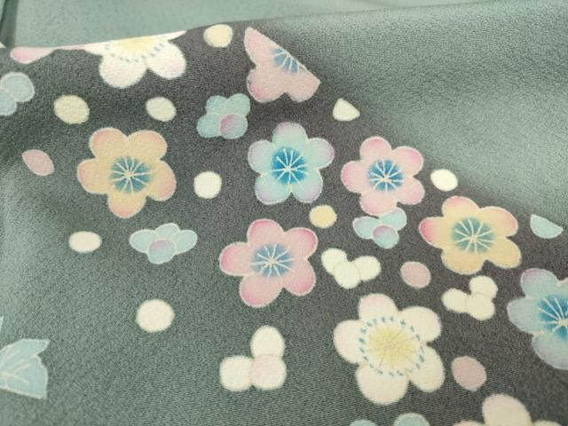 平和屋着物○本加賀友禅作家 野崎徳勝 訪問着 草花文 暈し染め 反端