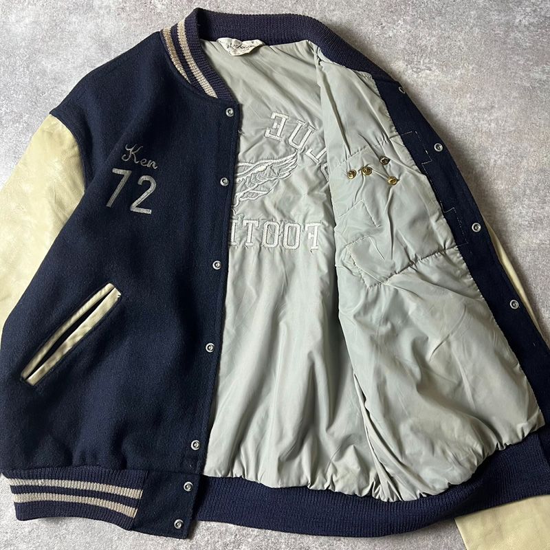 ヴィンテージ 70s スタジャン ワッペン レザー切替 セパポケ 古着 VINTAGE ヴィンテージ 70s ワッペン レザー切り替え アワード