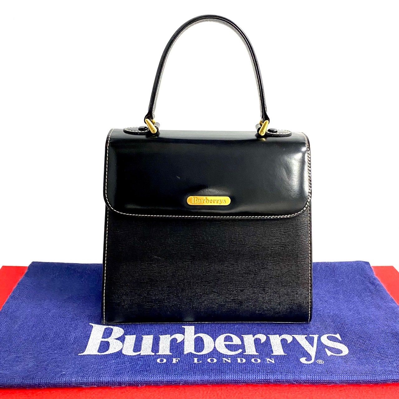 極 美品 希少品 Burberrys バーバリーズ ノバチェック ロゴ 金具 レザー 本革 ハンドバッグ ミニ トートバッグ ブラック 黒 66395  - メルカリ