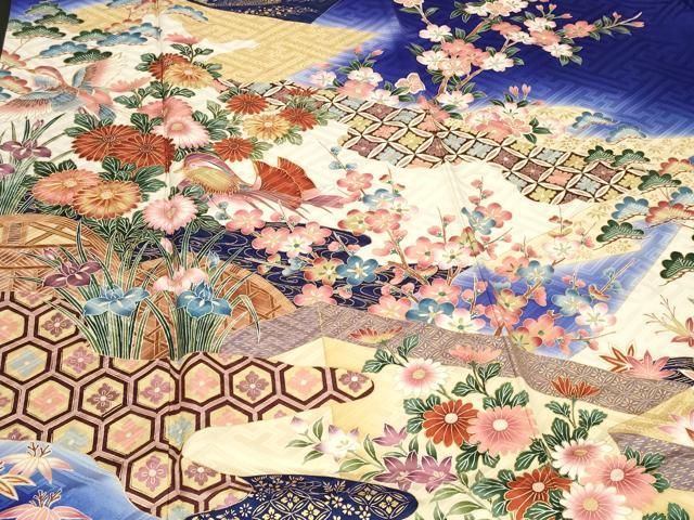 豪華振袖　作家物　絞り　舞花文　暈し染　金彩　着丈167.5cm　正絹 豪華振袖 作家物 絞り 舞花文 暈し染 金彩 着丈167.5cm 正絹