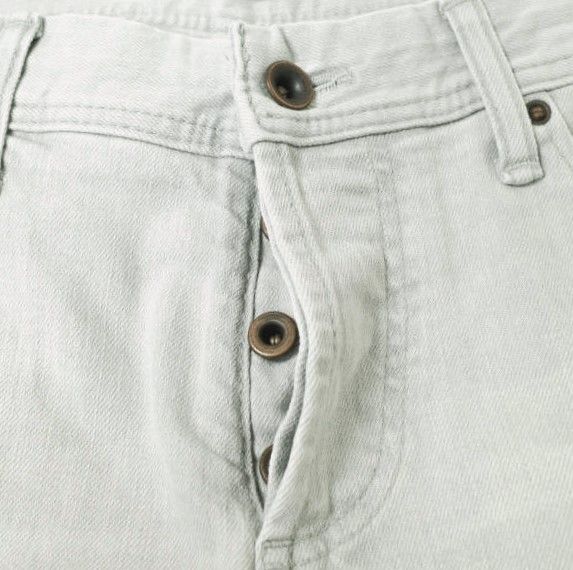 新品 e JEANS イージーンズ 日本製 SEA HORSE SLIM 岡山児島 ダメージ加工 スキニーデニムパンツ e-801 3 Aqua Gray ボタンフライ スリム ジーンズ 定価35,200円 ボトムス g17401