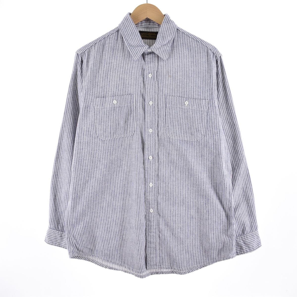 古着 エディーバウアー Eddie Bauer 長袖 ストライプシャツ M/eaa343964