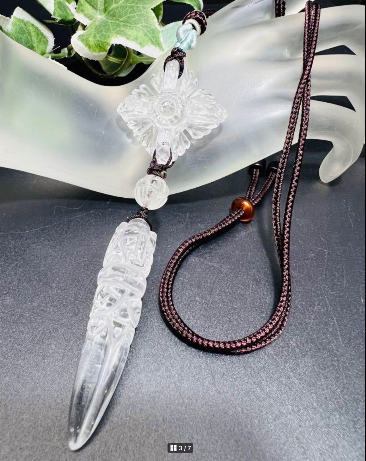 水晶カツマ&プルパネックレス　結界張って　魔除け　幸福呼ぶ❣️ 水晶カツマ&プルパネックレス 結界張って 魔除け 幸福呼ぶ