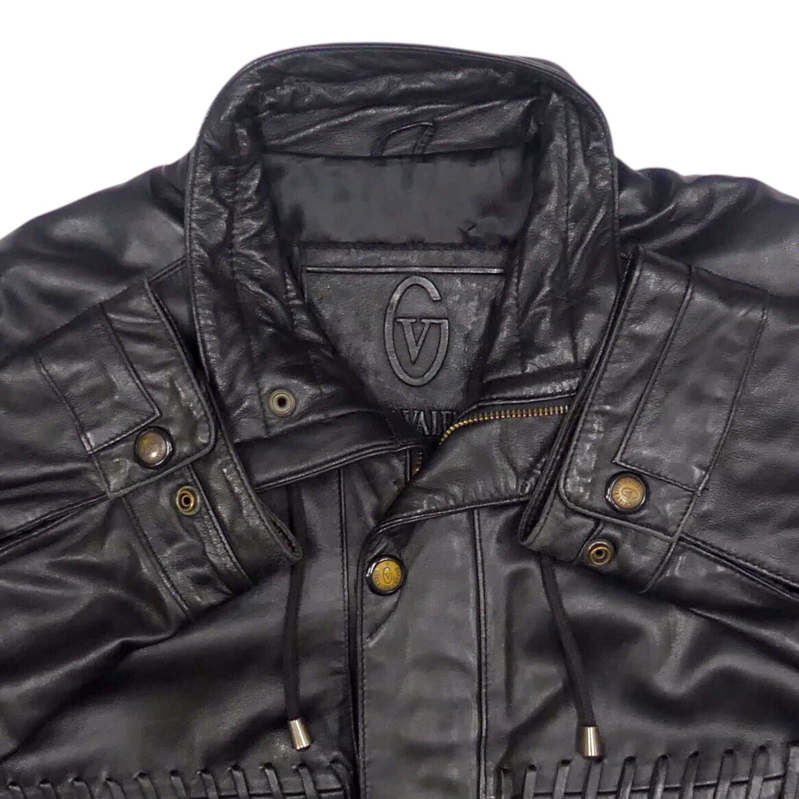Valentino革レザー　羊皮　ジャケット　黒 GIANNI VALENTINO ジャンニバレンチノ ジャケット ブルゾン XL