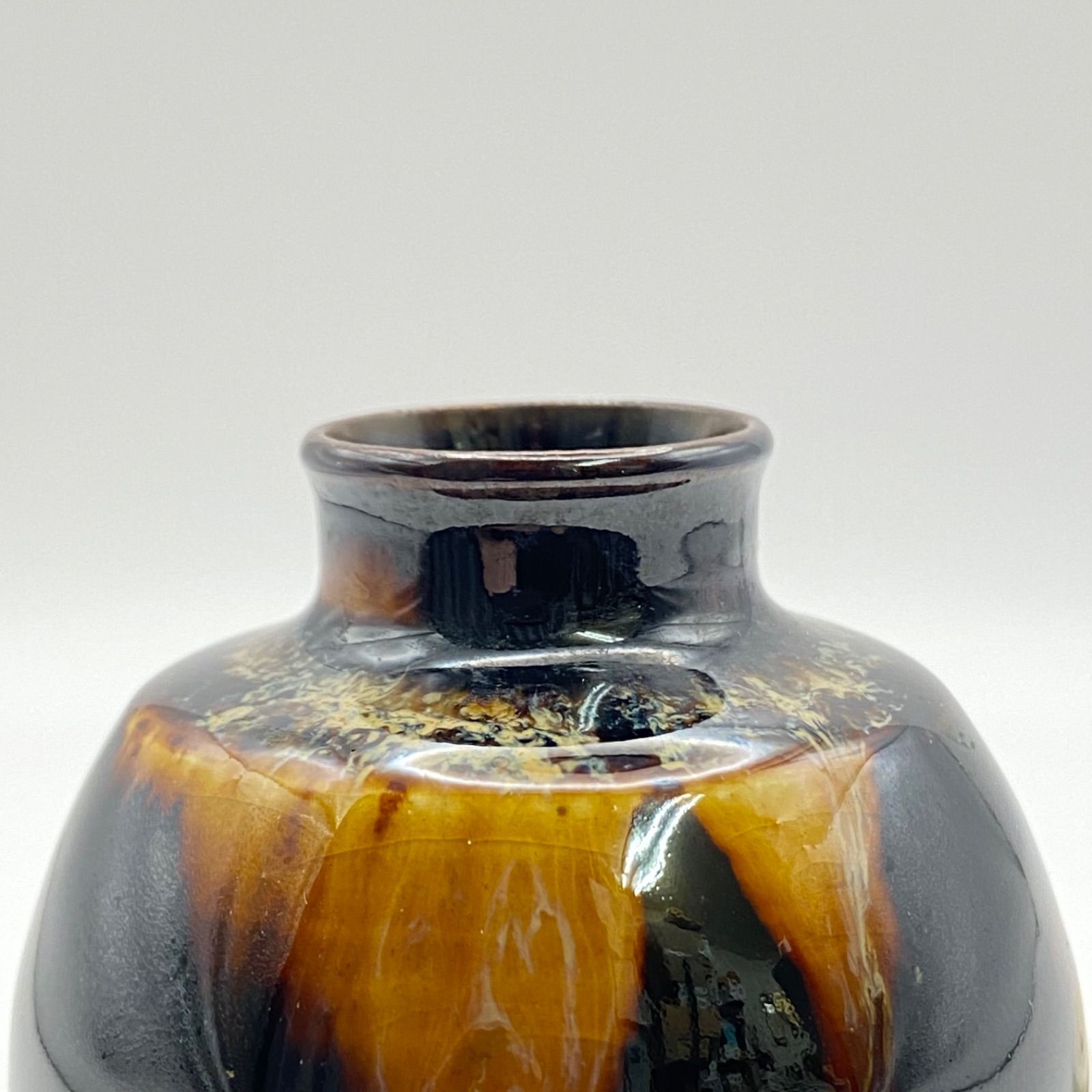 新古】丸壺茶入 桶谷定一 共箱入 仕覆：紹智花兎 茶道具 茶器 京
