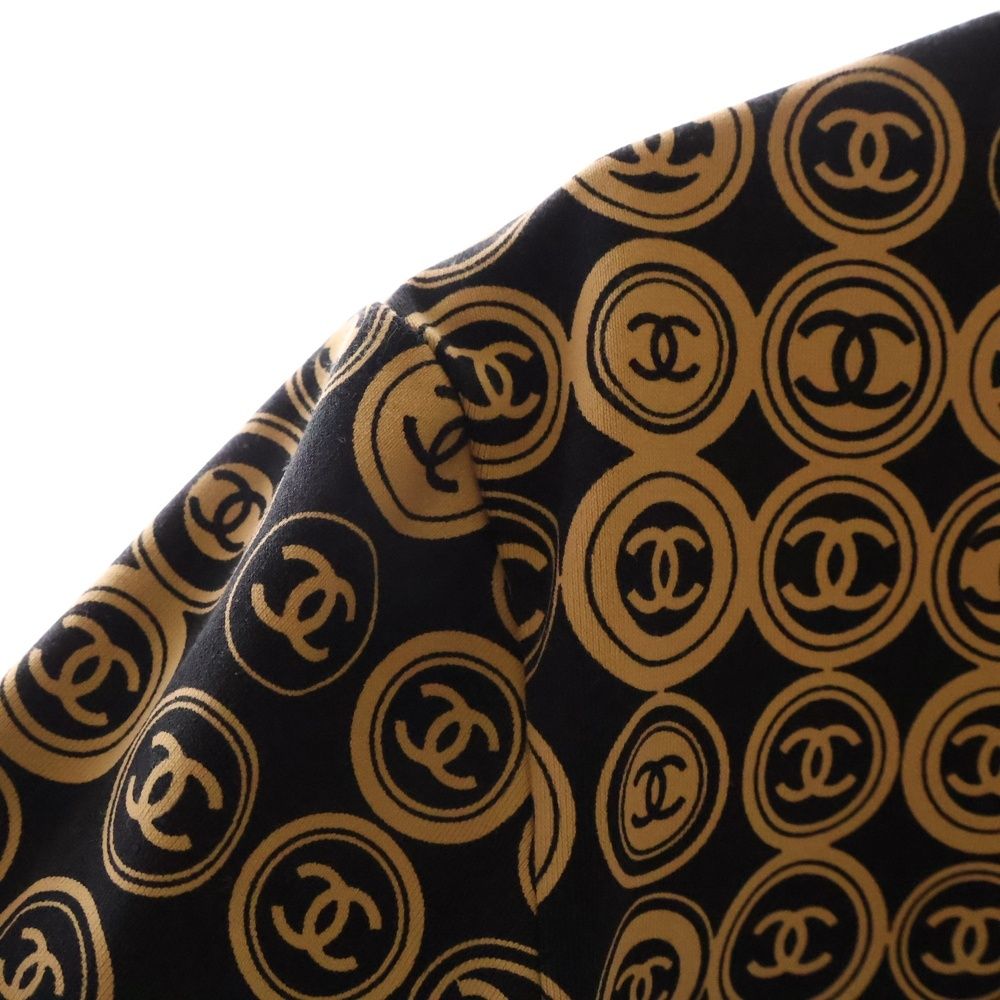 CHANEL - CHANEL シャネル ココマーク 総柄カーディガン 長袖 ブラック×ベージュ レディース 40 P20766V12198 CHANEL (シャネル) ココマーク 総柄カーディガン 長袖 ブラック