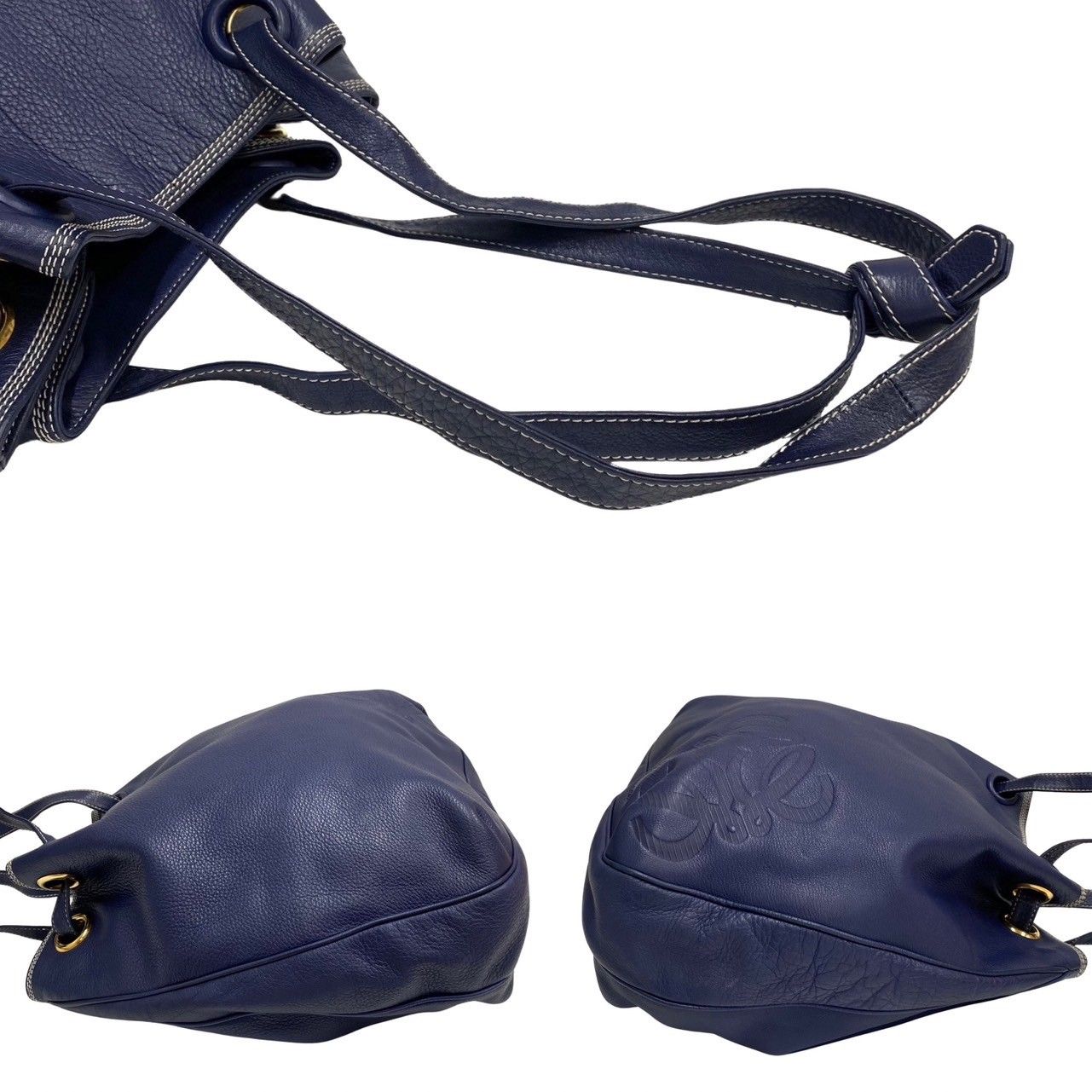 極 美品 希少品 LOEWE ロエベ アナグラム ロゴ ナッパ レザー 本革