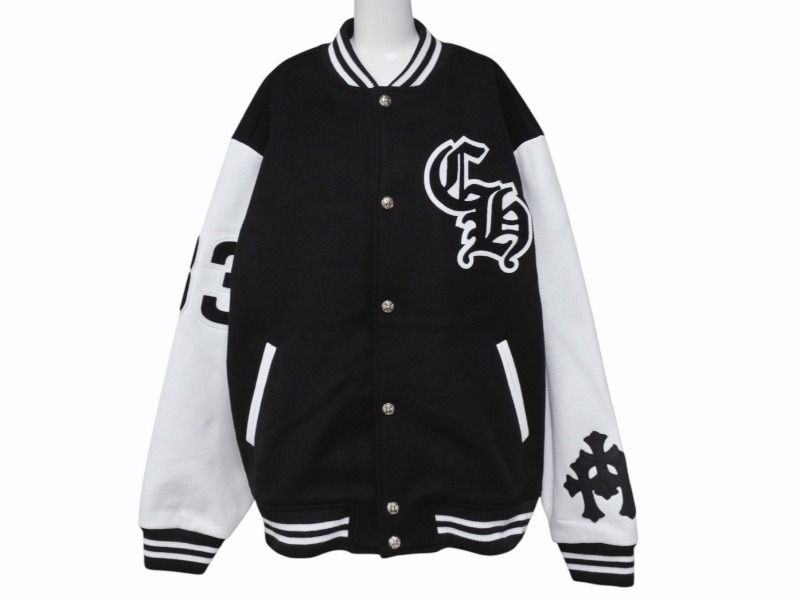 【美品】Chrome Hearts刺繍デザインのスタジアムジャケット**L** Chrome Hearts スタジアムジャンパー | ブラック | FARFETCH JP