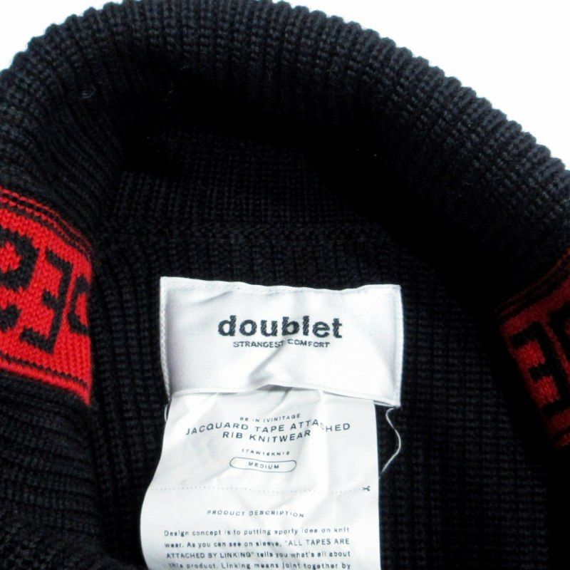 ダブレット doublet 美品 17AW JACQUARD TAPE ATTACHED RIB KNITWEAR 