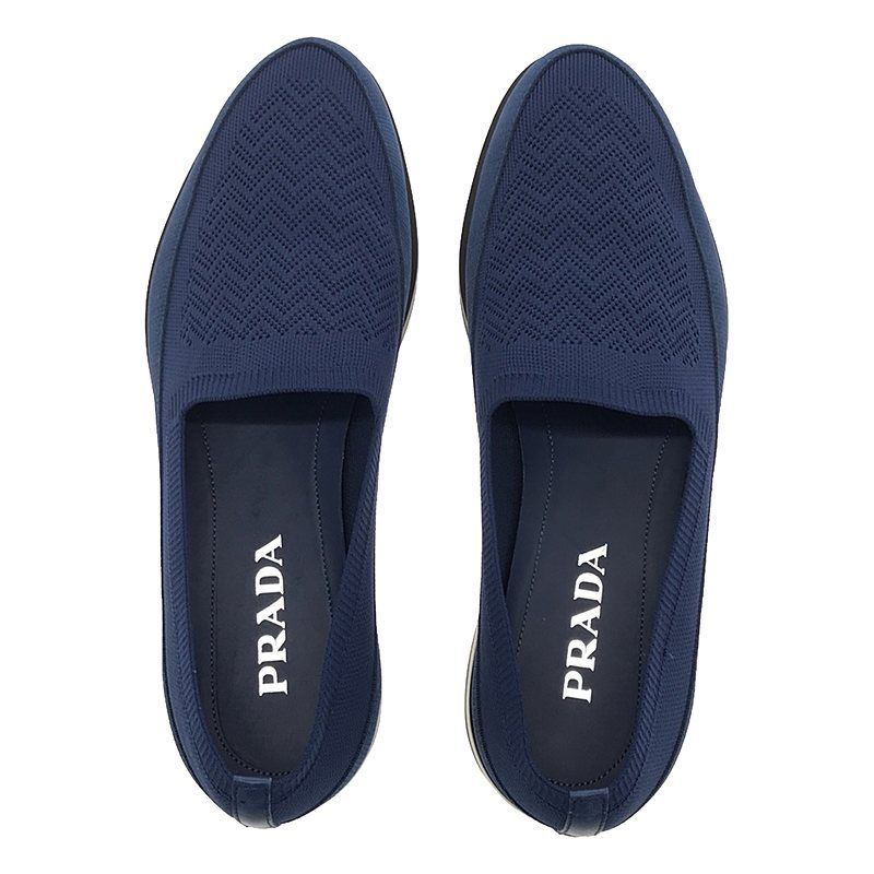 PRADA / プラダ | ツイル ニット デッキシューズ スリッポン 